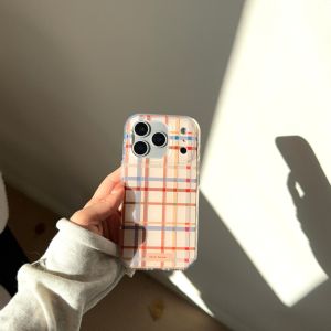 Simple Colorful Line Grid Pattern Splash-ink Shockproof Protective Phone Cover Case for iPhone 17 16 15 14 Pro Max