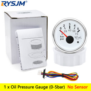 RYSJM | 52mm Oil Pressure Gauge With Alarm LED Red Backlight 0-5bar / 0-10bar psi Oil Press Meter Universal For 12V 24V Car Boat Marine