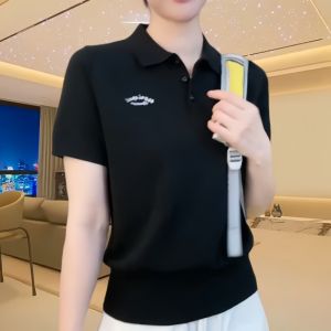 Áo Thun Cổ Polo Tay Ngắn Màu Trắng Phong Cách Pháp Cổ Điển Dành Cho Nữ Mùa Hè Thiết Kế Ôm Vừa Vặn Tôn Dáng Áo Thun Thường Ngày