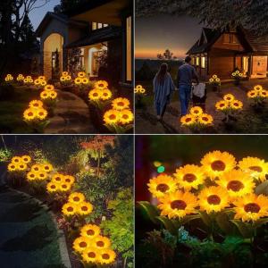 LED Solar Sunflowers Rose Flower Light Home Decorative Flower Lights Garden Decoration Lawn Lamp Waterproof Landscape Rose Light