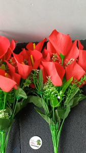 Cành hồng môn hoa vải 14 bông dài 43cm thân kẽm bọc nhựa trang trí văn phòng nhà cửa công ty