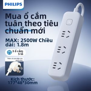 Philips | Ổ cắm điện Philips có dây đa năng chống sét chống quá tải và chống xung điện