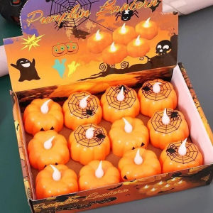Halloween Pumpkin Candle Light LED Battery Powered Electronic Flameless Candles Mini Lantern for Halloween Party Home Decor Lamp
