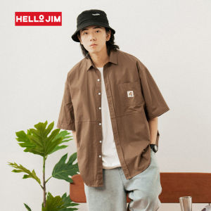 HELLO JIM Short Shirt For Men 2023 New Patchwork shirt With Pocket 100% cotton Oversize shirt Men  K1728