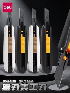 deli | Deli Utility Knife Portable SK5 Retractable Box Cutter 9mm Knife Blade for School Home Office Art Supplies Stationery Tool