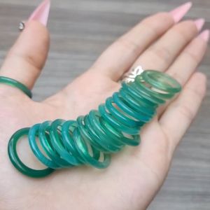 Q564 Nhẫn Ngọc Agate Xanh Đậm Mộc và Hoả - Phong Thuỷ TUDO P