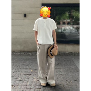 LIUBU | Áo Thun Sọc Cổ Henry Phong Cách Sạch Will Rộng