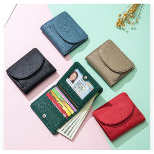 Japanese Style Genuine Leather Womens Purse Short Bifold Small Wallet RFID Credit Card Holder Cowhide ins Mini Coin Cute Ultra-thin Pouch Multi Color