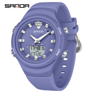Sanda | SANDA 6371 Double Display Sports Watches Men Luminous Multifunction Waterproof Women Wristwatch Outdoor Running Student Alarm