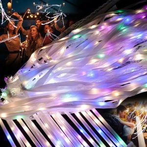 10-60Pcs Light up Wedding Wands LED Ribbon Wands Sparklers with Bells Wedding Exit Send Off Dance Floor Props Wedding Favors