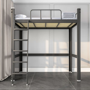 CONOCO Mall Black Loft Bed Elevated Bed 180*200*90CM Modern Simple and Thickened Iron Art Elevated Bed Bed Apartment Bed Loft Bed For Small Room Student Dormitory Bed Single Size Iron Art Bed Adjustable Staircase Alternating Left And Right