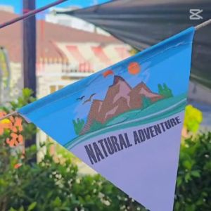 ธงประดับเต็นท์ 3 เมตร 10 ธง ผ้าลวดลาย ตั้งแคมป์ เต็นท์ เชือกลม ในร่ม งานสังสรรค์ ตกแต่ง ธงสามเหลี่ยม