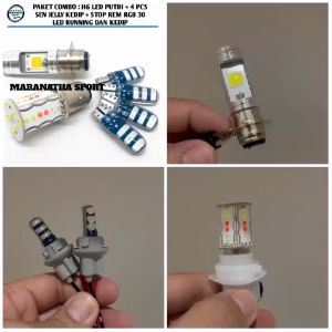 PAKET HEMAT LAMPU: LAMPU UTAMA LED 2 SISI AC DC & LAMPU STOP REM RGB 30 Mata NEW & 4pcs LAMPU SEN JELLY KEDIP