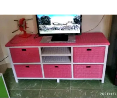 Redy Stok Lemari Rotan Sintetis Laci 5.CD Meja Tv Rak Buku Susun