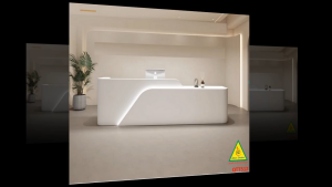 Bàn thu ngân bàn lễ tân bàn tính tiền bằng gỗ MDF QTT512- NỘI THẤT LẮP RÁP VIENDONGADV