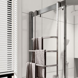Bathroom Towel Rack Shower Room Glass Door Storage Shelf Toilet Towel Bar Bathroom Organizer No Drilling Installation