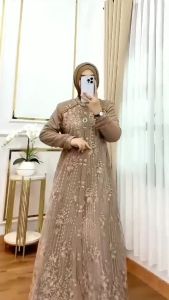 New Produk Aura Fashion Nadya Dress M L XL XXL Baju Gamis Brukat Kondangan Terbaru 2024 Termurah