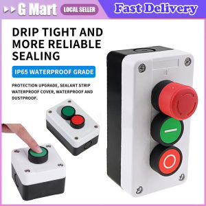 600V 10A OFF-ON-OFF Start Stop NC Emergency Stop NO Red Green Control Electric Circuit Flat Push Button Switch