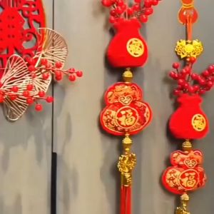 2025 Fruit Pendant Money Bag Pendant Creative Flower Shape Tassels Hanging Ornament Spring Festival Decor