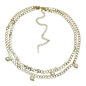 Chainne Pearl Double Layer Chain Belt Ikat Pinggang Rantai Mutiara Dua Lapis Multilayer Edgy Retro Hip Hop Pearls Ban Pinggang Chain Belt Fashion