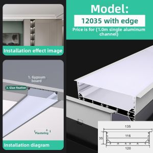 Edge-mounted Adjustable Brightness Aluminum Linear Light Channel