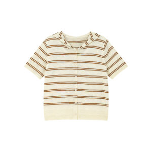 Stripe Contrast Faux Two-Piece Knit T-Shirt