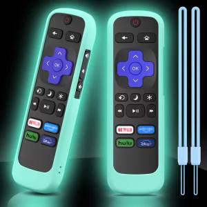 Soft Silicone Luminous Protective Case With Rope For TCL Hisense Roku TV Remote Control Protective Cover Shell With Lanyard