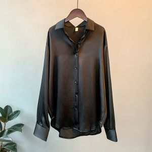 V.C.I | Elegant Acetate Imitation Silk Shirt Long Sleeve Office Casual