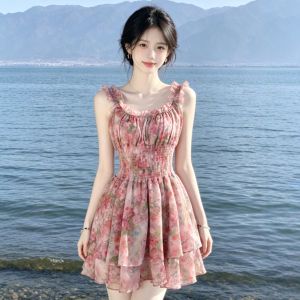 CHANGTONG | Retro Beautiful Floral Cinched A-Line Dress