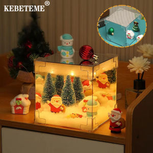 Kebememe đèn Đêm Giáng sinh tự làm đèn tự làm ông già Noel khối lập phương thần kỳ USB phản chiếu vật liệu trang trí gói bầu không khí giáng sinh Đèn Ngủ Đồ trang trí để mặt bàn rubiks Cube
