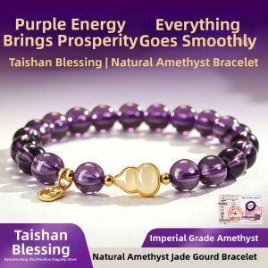 FENGSHUIGE | Natural Amethyst and Jade Gourd Charm Lucky Bracelet