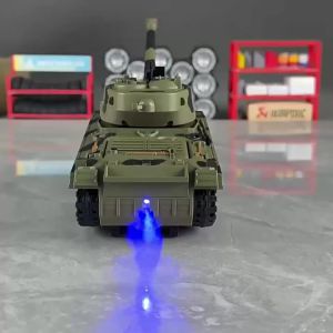 MAKEDA | 1:32 Scale M4 Tank Model Toy Car Sound Light Pull Back Simulation Toys Metal Diecast Military Models Kids Collectible Item
