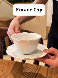 Snug Ceramic Material White Vintage Style Rose Flower Cup Thick Porcelain Serving Plate/Bowl/Cup