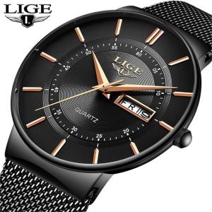 LIGE 2022 Brand Men Watch: Luxury & Slim Date Display Watch