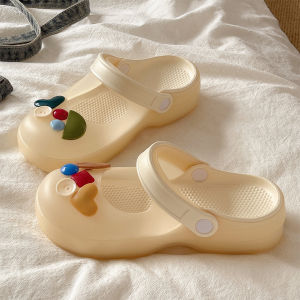QIAOHUI | Colorful Jelly Mary Jane Sandals Summer Womens Thick Sole Slip-Resistant Outdoor Flip Flops