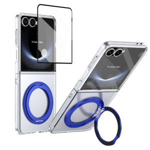 szhaiyu | 360 Magnetic Ring Holder Clear Phone Case for Samsung Galaxy Z Flip 8 7 FE 6 5 4 5G for Magsafe Kickstand Screen Protector Cover