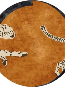 Artistic Leopard American Vintage Style Round Rug