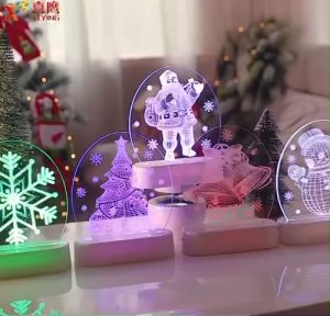 Đèn led 3D trang trí Noel đèn ngủ để bàn Merry christmas quà tặng giág sinh độc đáo 3 chế độ sáng - Happy Life 4U