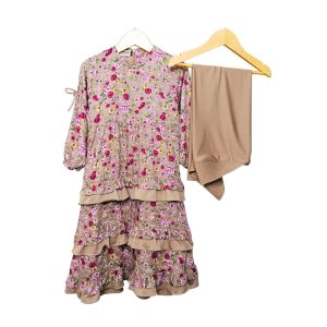 GAMIS ANAK PEREMPUAN SET HIJABRAYON PREMIUM MOTIF BUNGA FEAT JERSEY PREMIUM 2-11 thn edisi terbatas