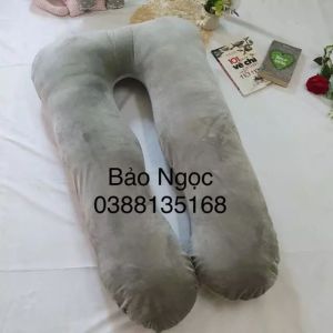 Gối bầu-Gối chữ U- Gối đa năng cho bà bầu(vải nhung mịnvải xôvải polyvải cottong 100%) tặng thêm bông dự phòng