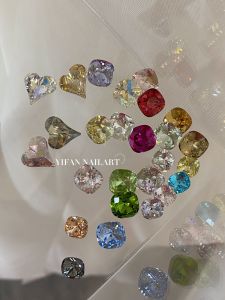 Yifannail [Same Style as Shijia] ~ High Quality 1:1 Silver Base Fertilizer Square Large Crooked Heart Pointed Bottom Manicure Jewelry P89