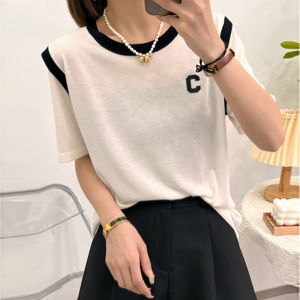 เสื้อยืดไหมน้ำแข็งบาง แขนสั้น ทรงหลวม ทรงเข้ารูป สำหรับผู้หญิง ฤดูร้อน 2025 แฟชั่นใหม่ เสื้อผ้าทำงานสไตล์เกาหลี