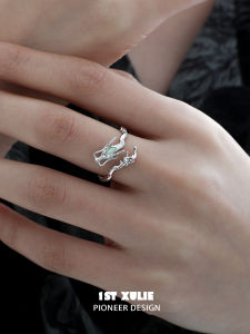 1ST XULIE | Nhẫn Mở Thiết Kế Sản Xuất Hạn Chế Phong Cách Trung Quốc Mới Bạc Sterling Chống Xỉn