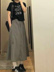 Váy Dài Nửa Người Phong Cách Mỹ Cổ Điển Cho Nữ Cạp Cao Che Hông Dáng Chữ A Váy Công Sở Thường Ngày Cỡ Lớn