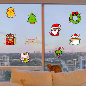 New Year Christmas Static Cling Stickers Cute Cartoon Window Decorations Glass Decals Easy to Apply No Mess Just Fun