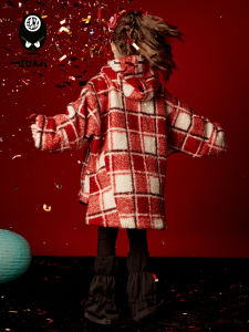 Trendy Autumn and Winter Girls Outfit Set Tweed Coat Pants