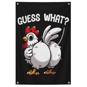 VIKAMA Funny Chicken Meme Tấm Thảm Hài Hước Hoạt Hình Treo Tường Trang Trí Cho Phòng Ngủ Ký Túc Xá Sợi Polyester Chống Thấm Nước Có Thể Giặt Bằng Máy