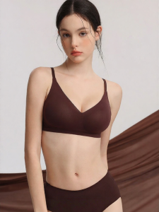 Antibacterial Comfortable Seamless Low Neck Deep V Small Chest Gather Bra