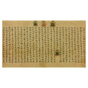 Ancient Buddhist Texts Replication from Dunhuang Colorful Buddha Statues North Wei Period Single Piece Calligraphy Artwork