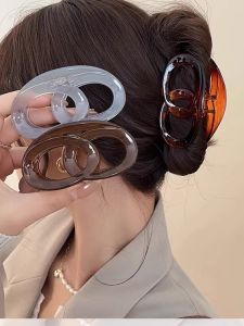 Phụ Kiện Tóc Acrylic Double Ring Shark Clip Trang Trí Tóc Thanh Lịch Dành Cho Nữ Phụ Kiện Tóc Đuôi Ngựa Trung Bình